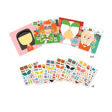 Djeco | Creeeren met stickers | Gezichten