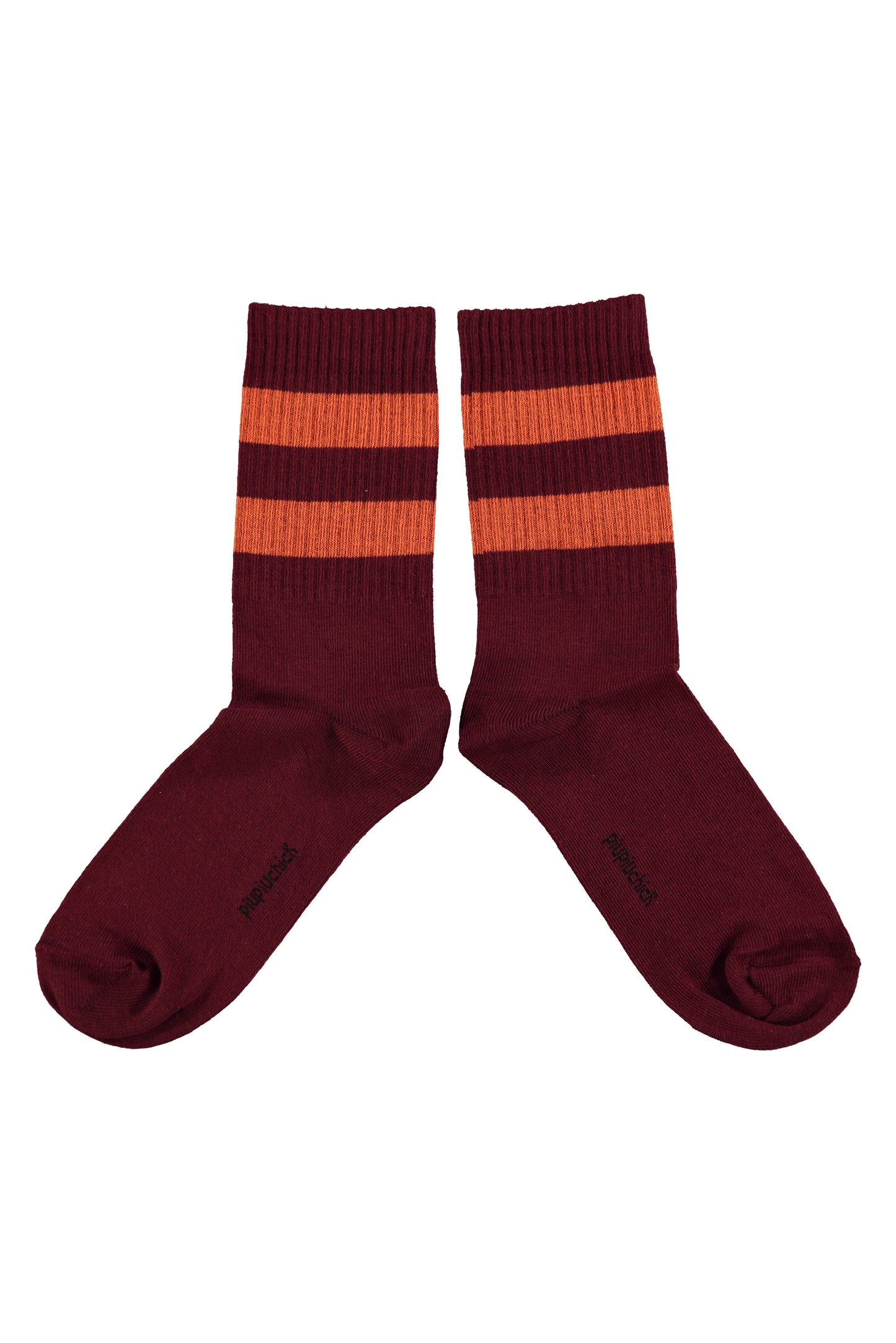 Piupiuchick | socks | Bordeaux w/ Orange stripes
