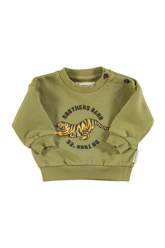 Piupiuchick | Sweatshirt | Olive green w/Tiger print