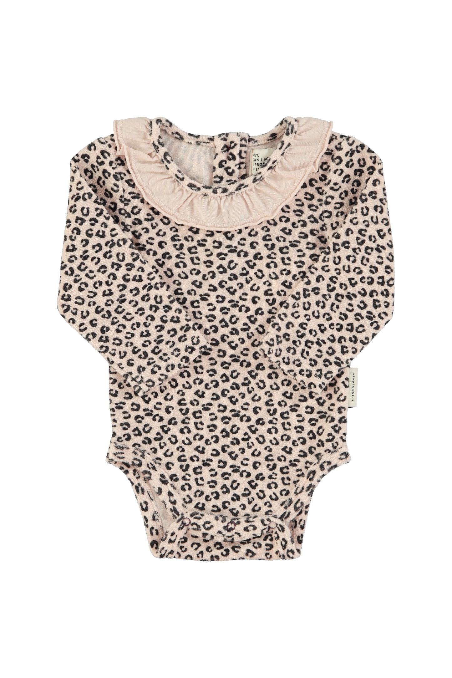 Piupiuchick | Baby longsleeve body w/collar | Pale pink w/ animal print