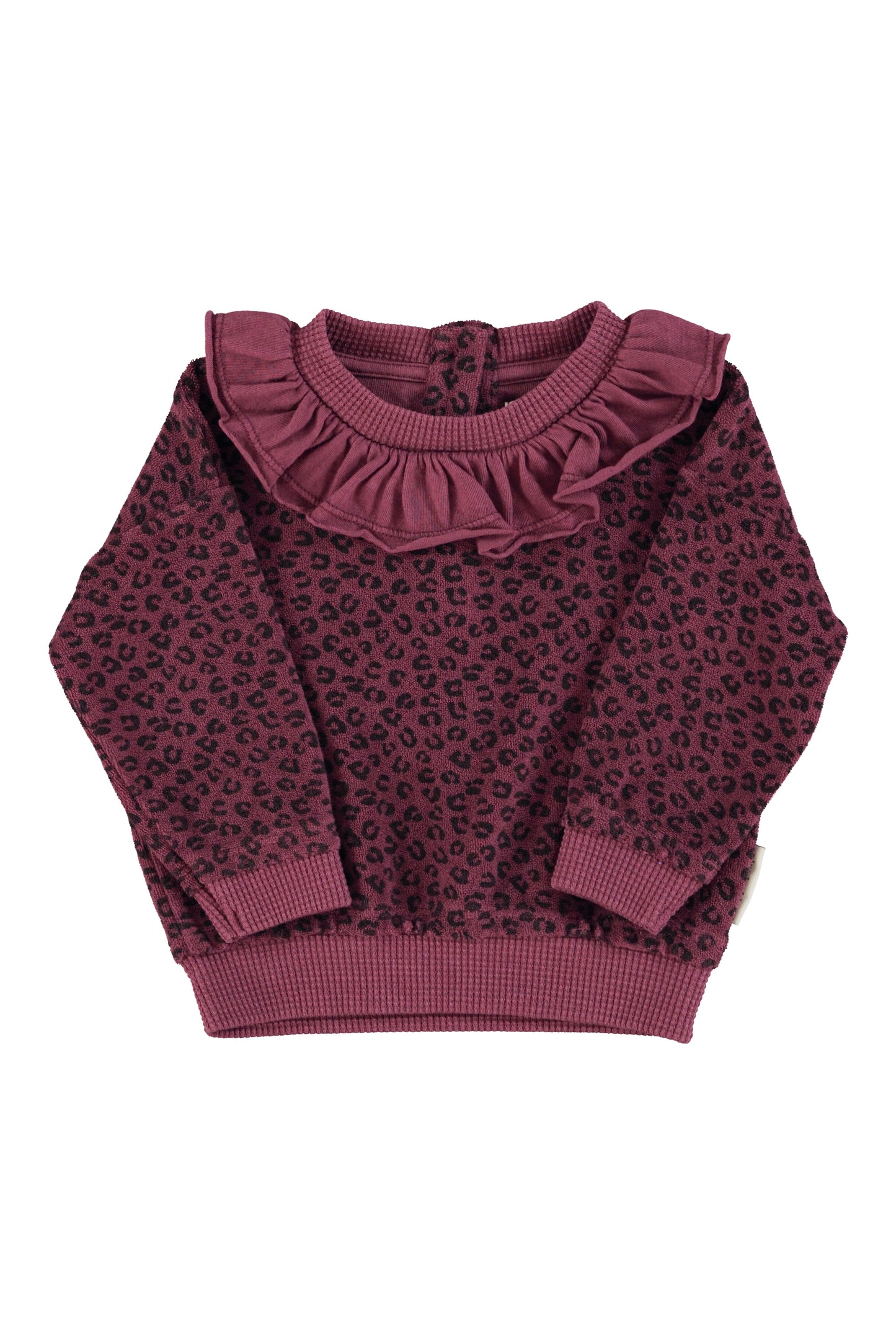 Piupiuchick | Terry cotton Sweatshirt baby | Aubergine w/ animal print