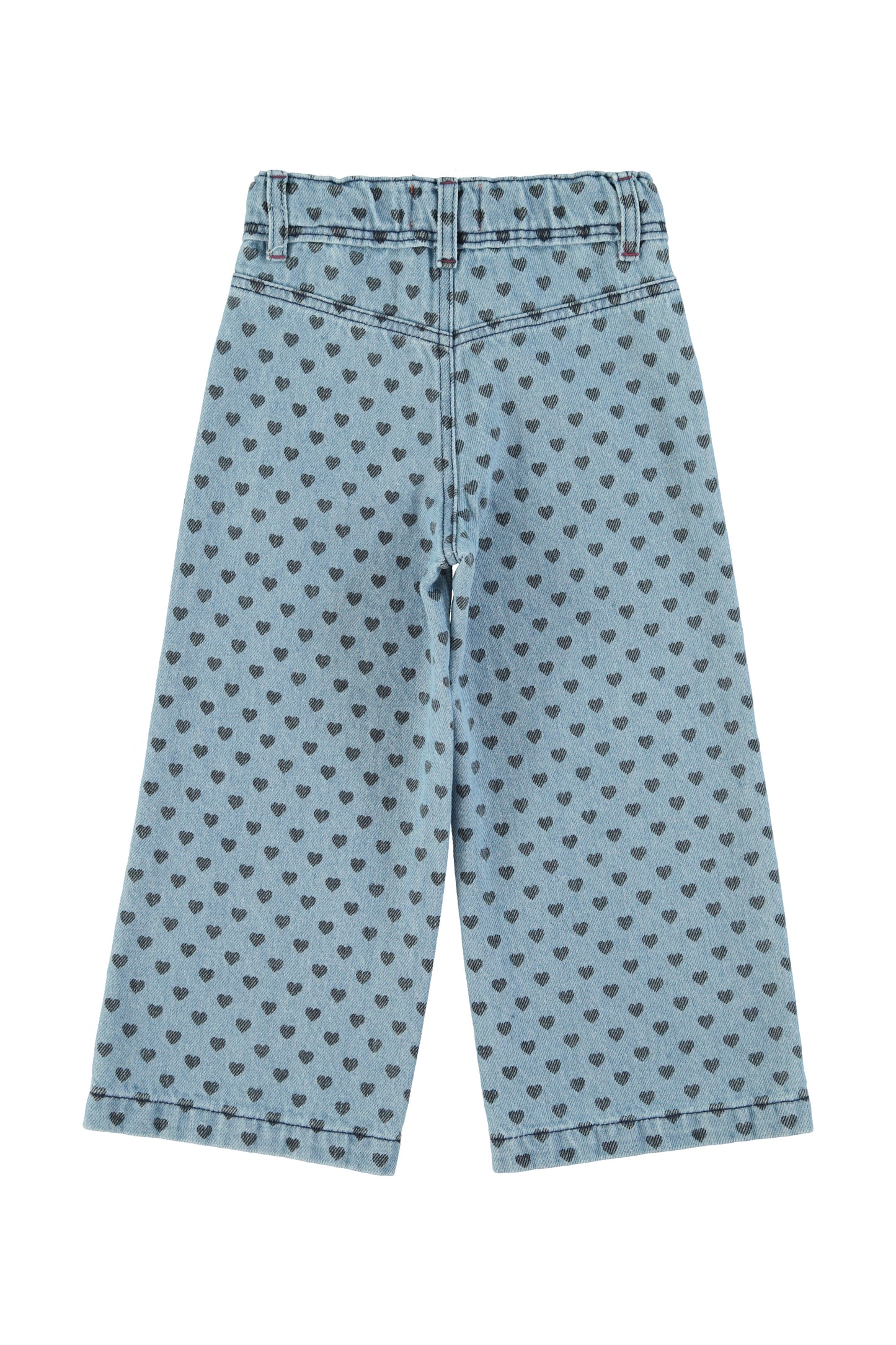 Piupiuchick| Flare trouser | Washed blue denim w/ hearts