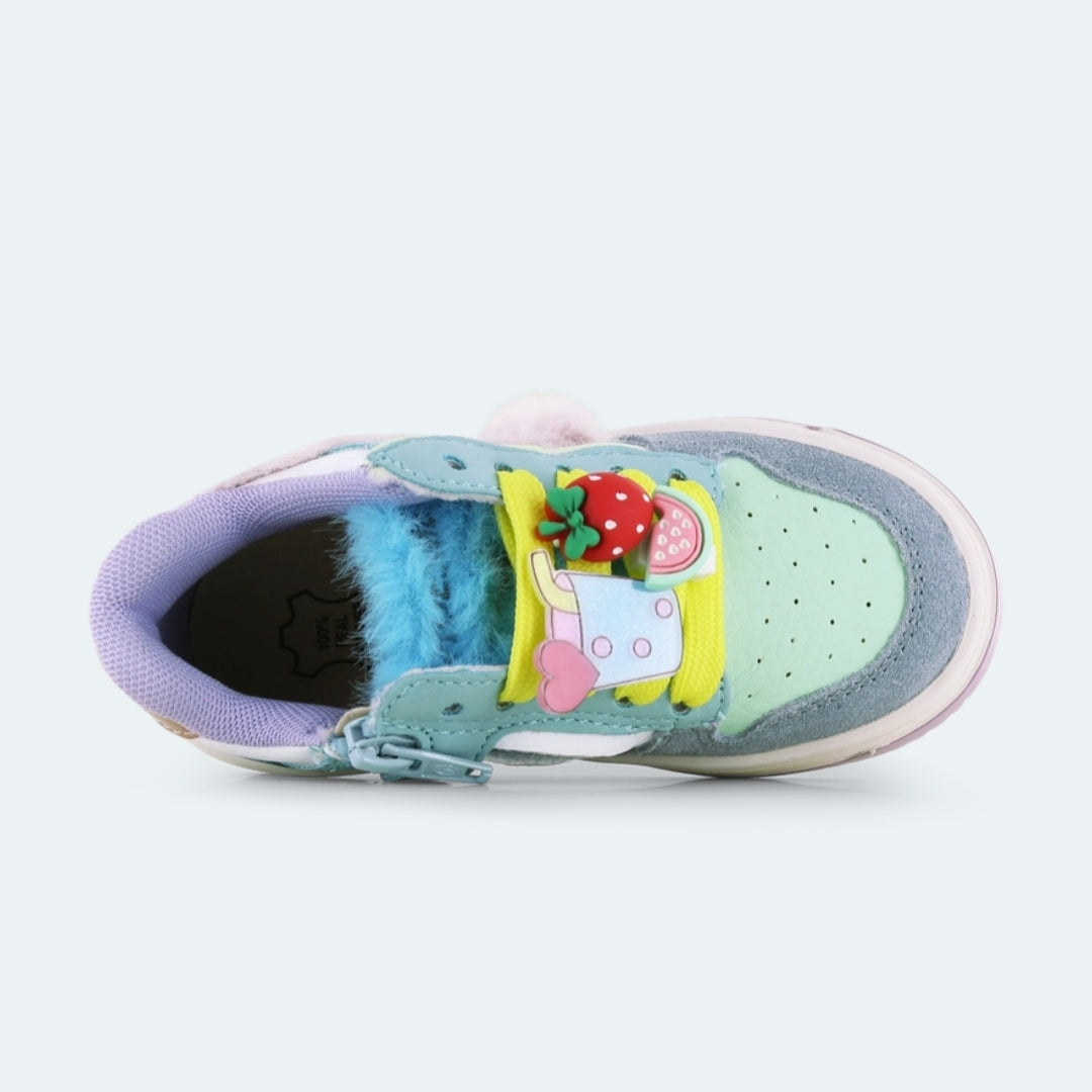 Shoesme| Sneakers met veterclips | Roze en blauw