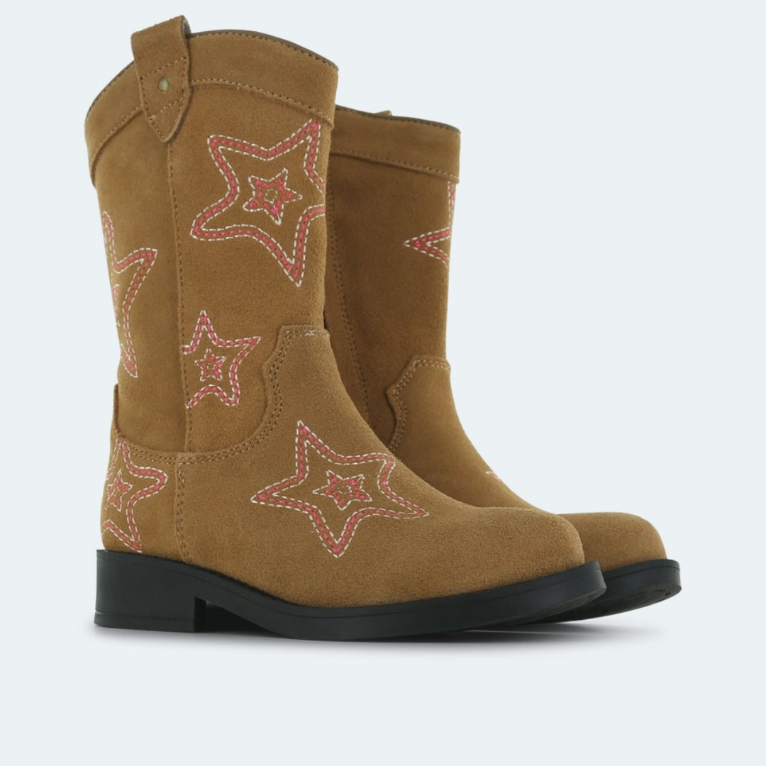 Shoesme | Cowboylaars | Brown pink star