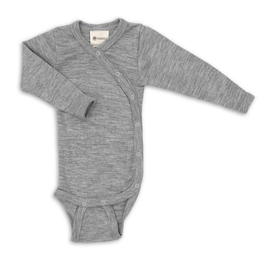 Engel | Wikkelromper van wol en zijde | Light grey melange