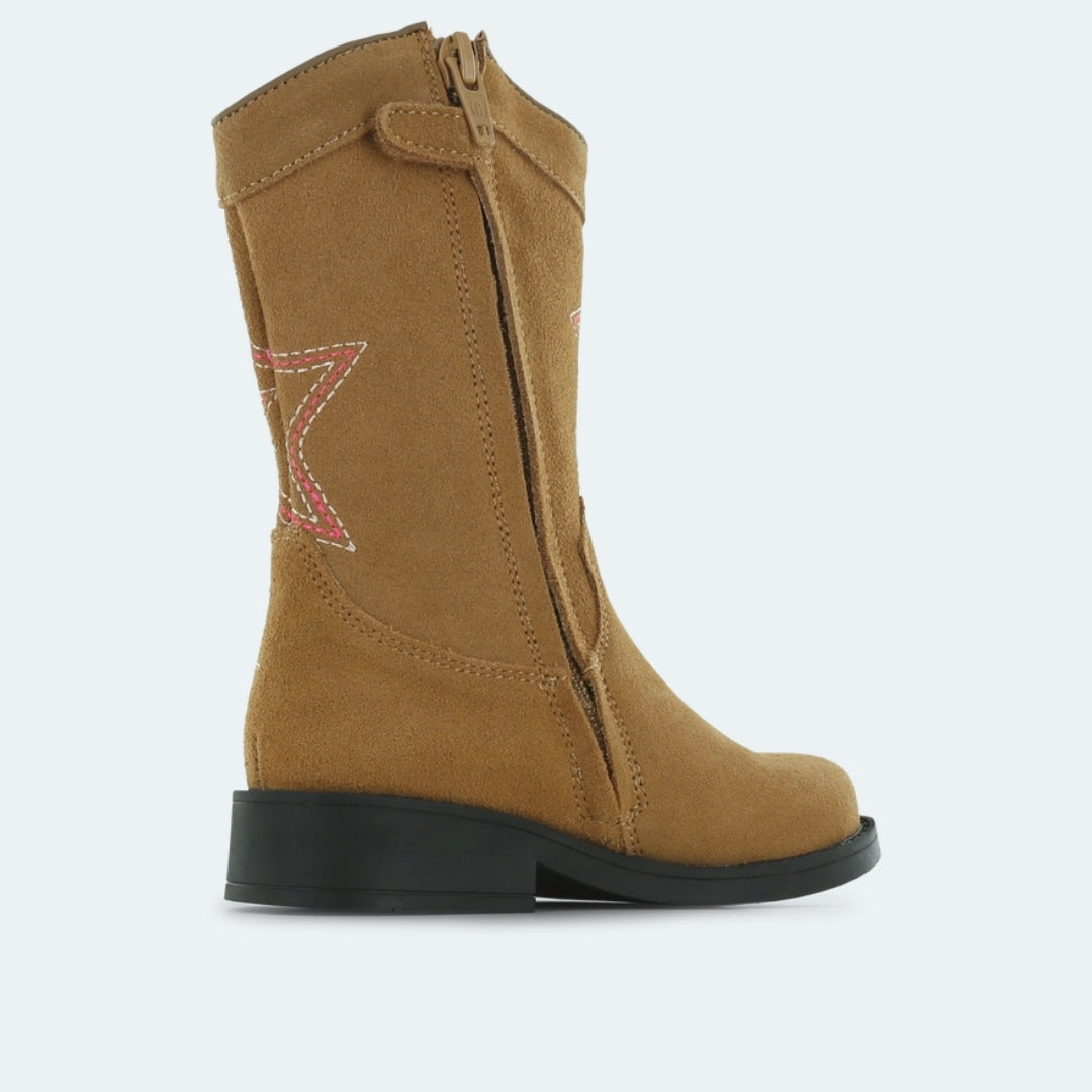 Shoesme | Cowboylaars | Brown pink star