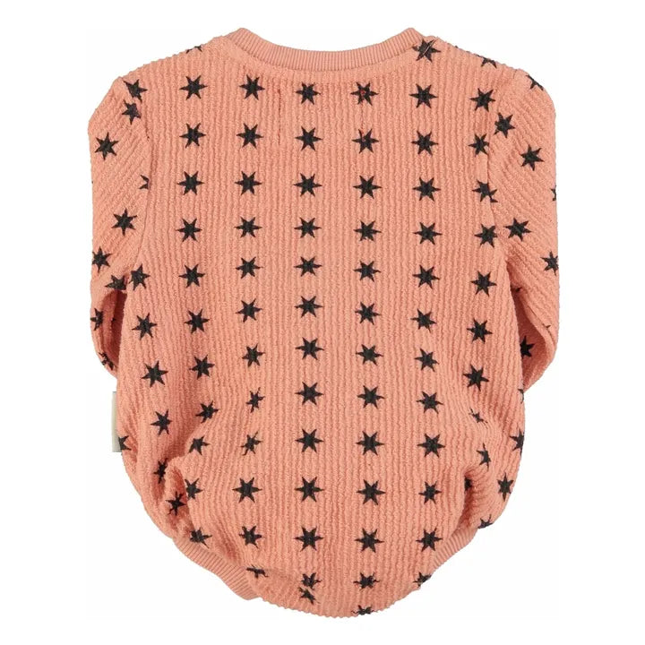 Piupiuchick | Long sleeve romper| Pink w/ black stars