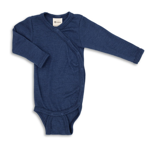 Engel | Wikkelromper van wol en zijde | Navy blue