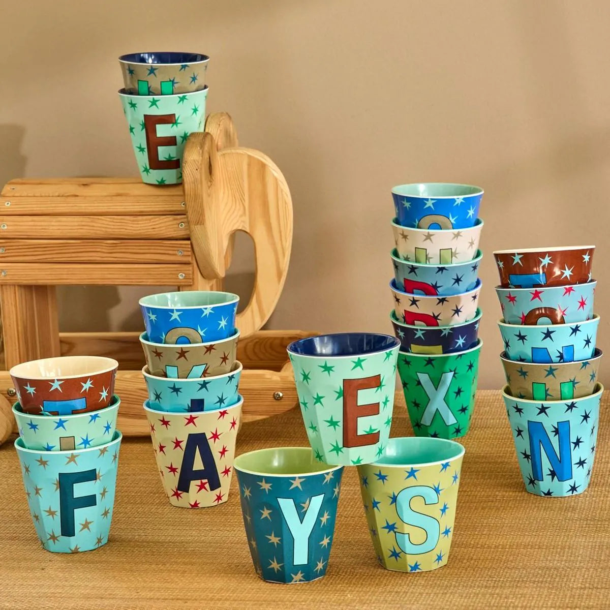 Rice | Melamine beker- Alfabet Stars Blue