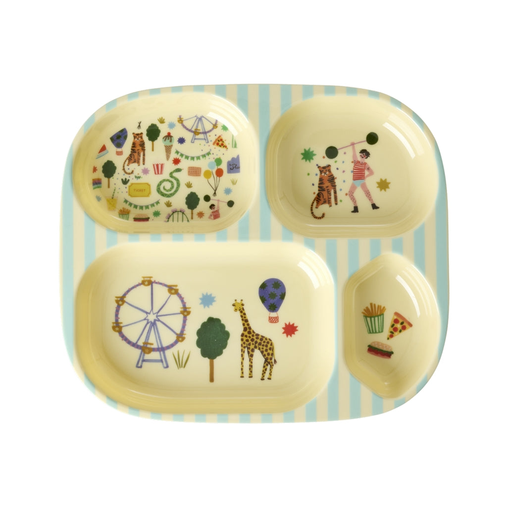 Rice | Melamine baby bord 4 vakken | Fun fair blue