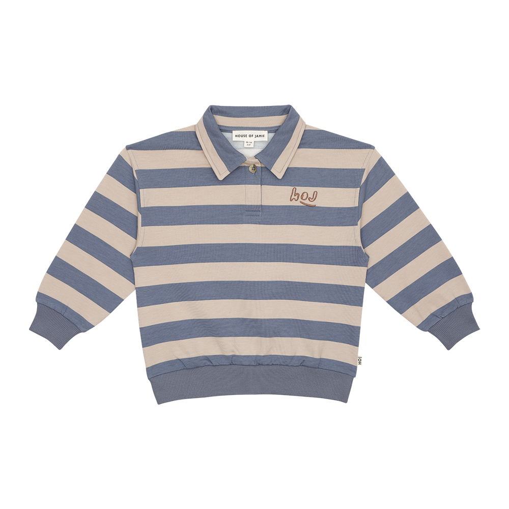 House of Jamie | Polo sweatshirt chalk | Blue stripes