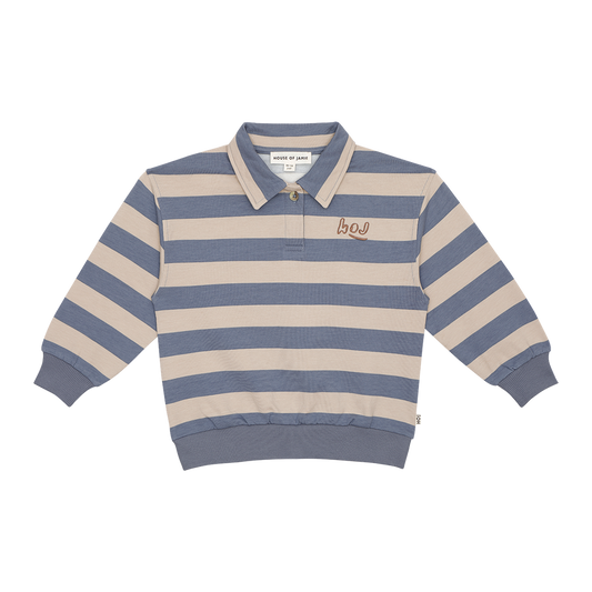 House of Jamie | Polo sweatshirt chalk | Blue stripes