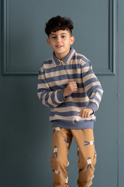 House of Jamie | Polo sweatshirt chalk | Blue stripes