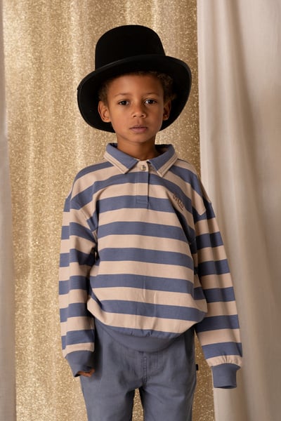 House of Jamie | Polo sweatshirt chalk | Blue stripes