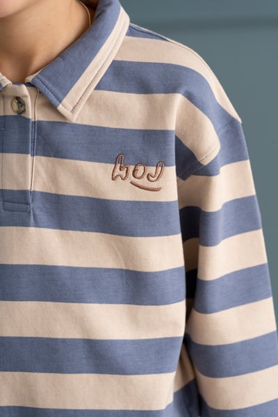 House of Jamie | Polo sweatshirt chalk | Blue stripes