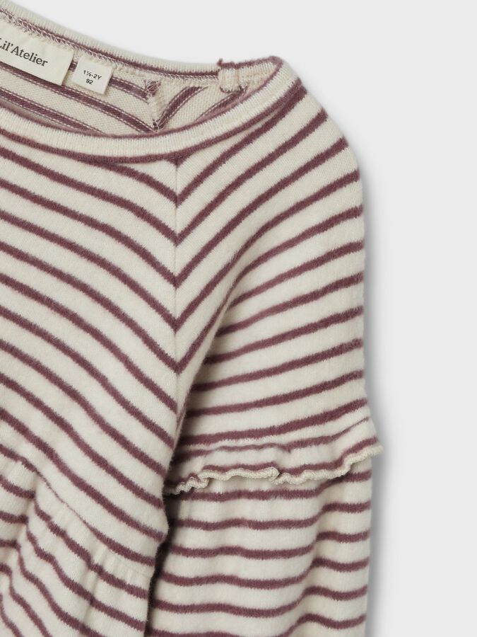 Lil'Atelier | Thoro dress stripe | Birch / rosebrown