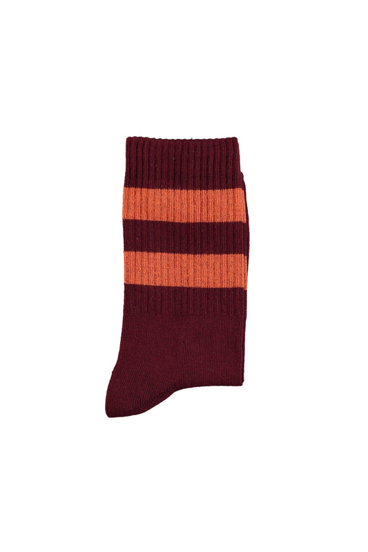 Piupiuchick | socks | Bordeaux w/ Orange stripes