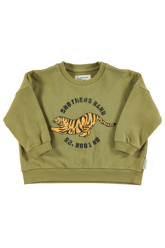 Piupiuchick | Sweatshirt | Olive green w/Tiger print