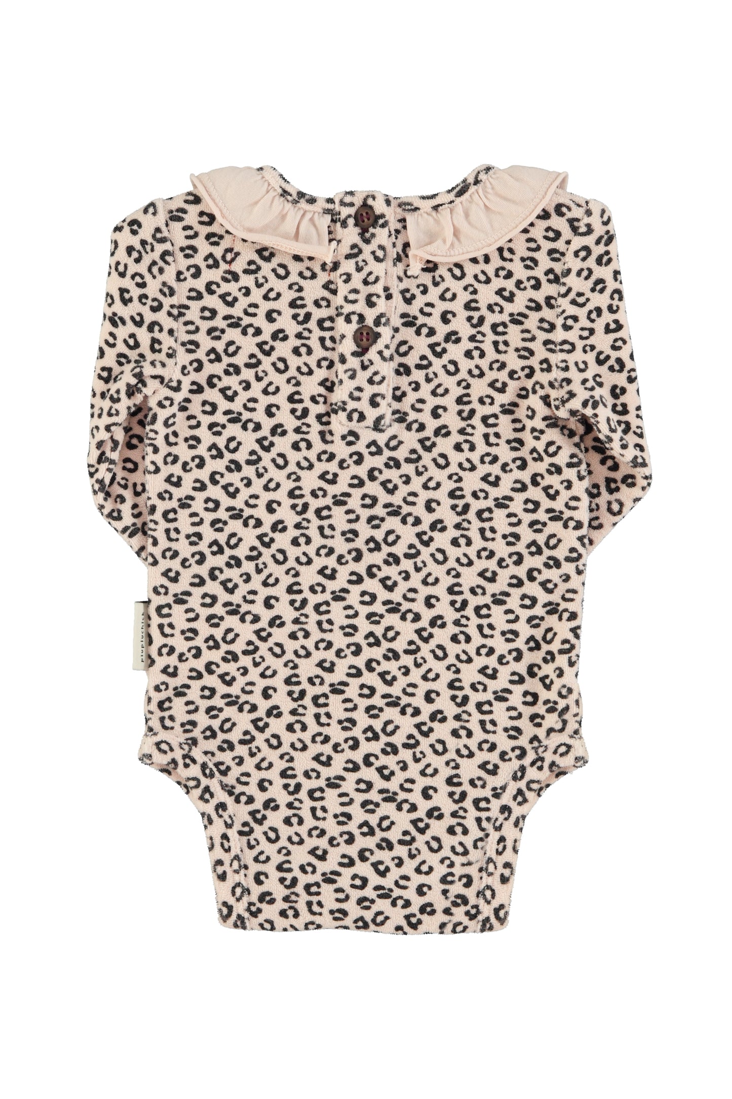 Piupiuchick | Baby longsleeve body w/collar | Pale pink w/ animal print