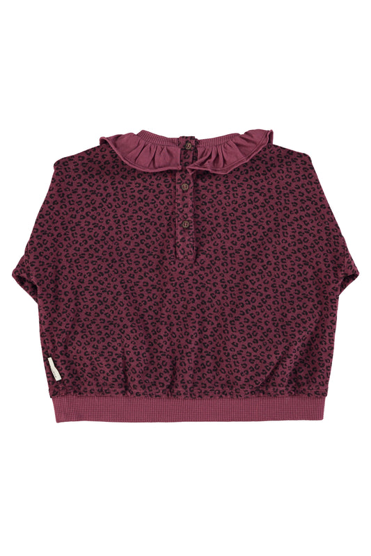 Piupiuchick | Terry cotton Sweatshirt | Aubergine w/ animal print