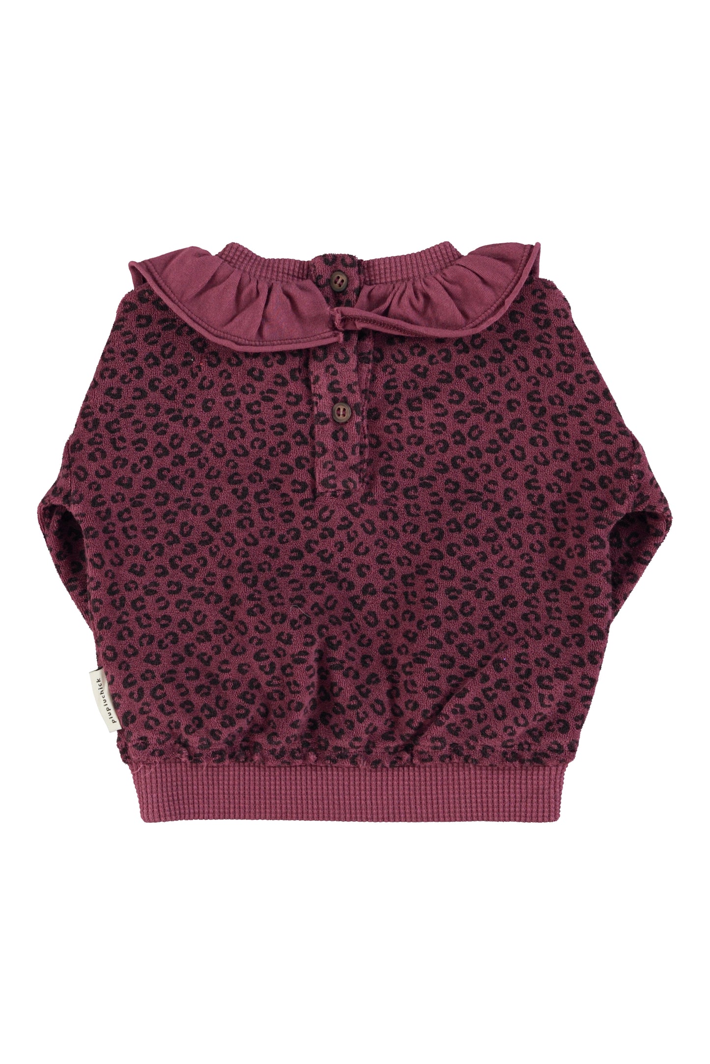 Piupiuchick | Terry cotton Sweatshirt baby | Aubergine w/ animal print