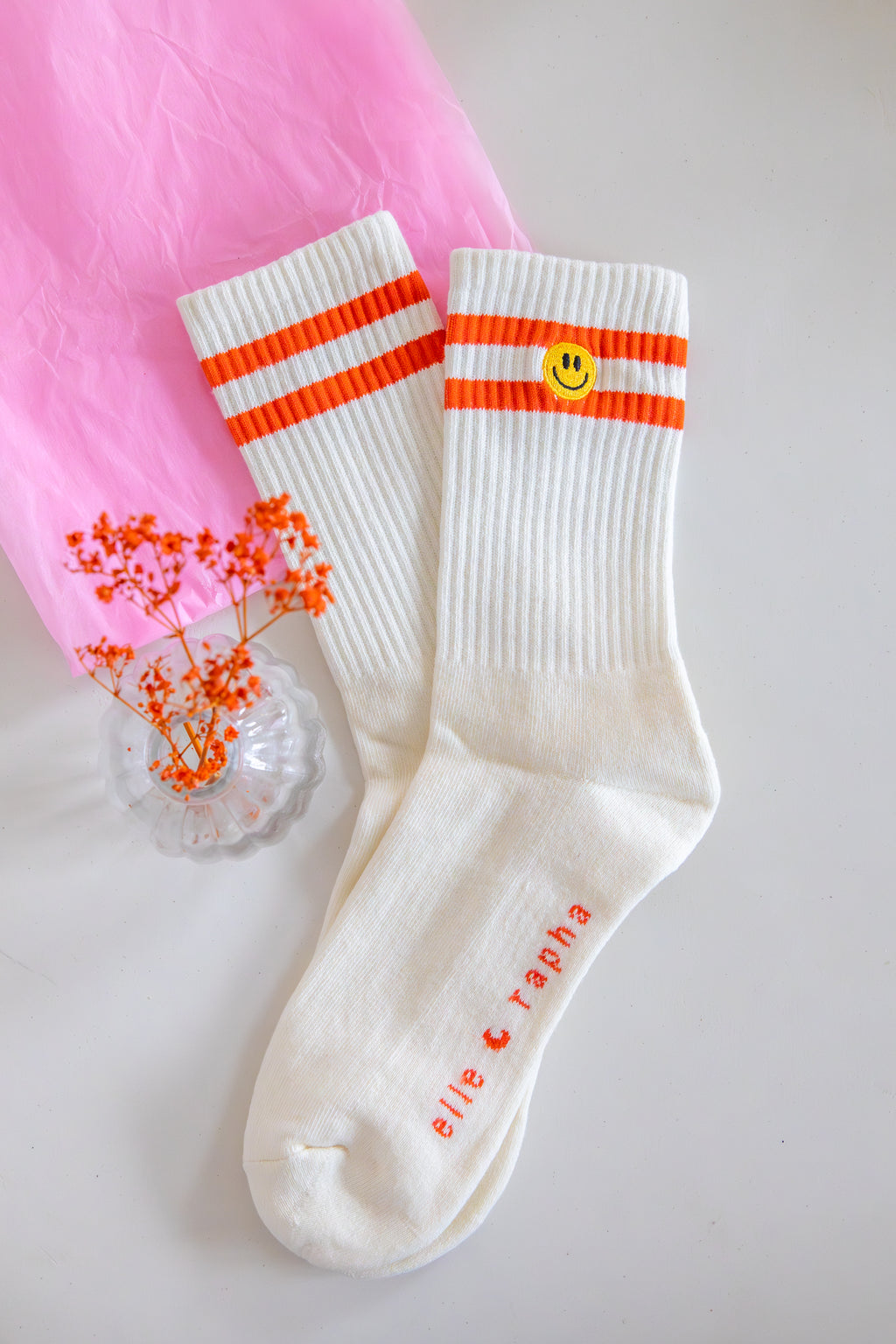 Elle and rapha | Smiley  Socks | Coral