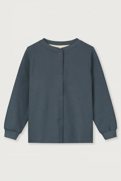 Gray label| Round neck cardigan | Blue Grey