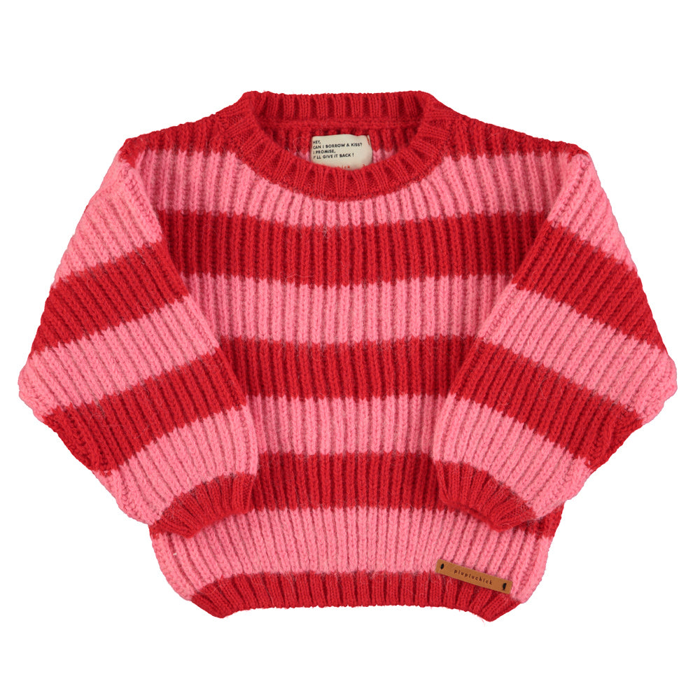 Piupiuchick | Knitted sweater | Red & Pink stripes