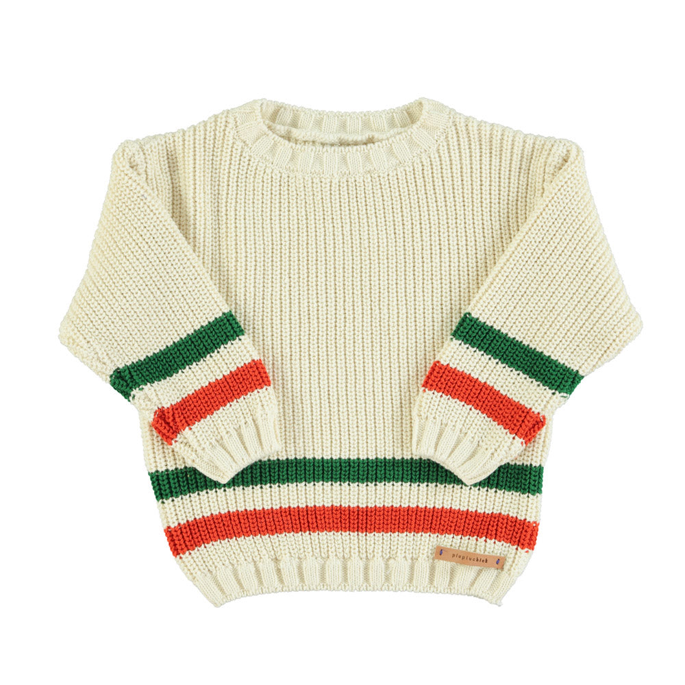 Piupiuchick | knitted sweater | ecru & green checkered