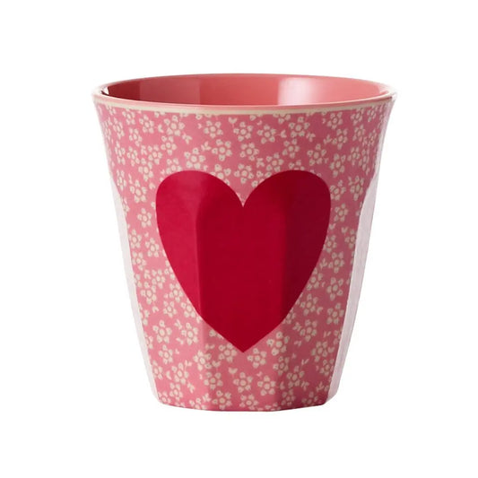 Rice | Melamine Cup medium | Roze flower and heart