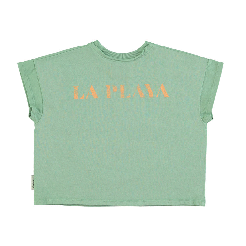 Piupiuchick | t'shirt | green w/ multicolor circle print