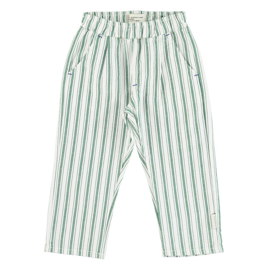 Piupiuchick | unisex trousers | white w/ large green stripes