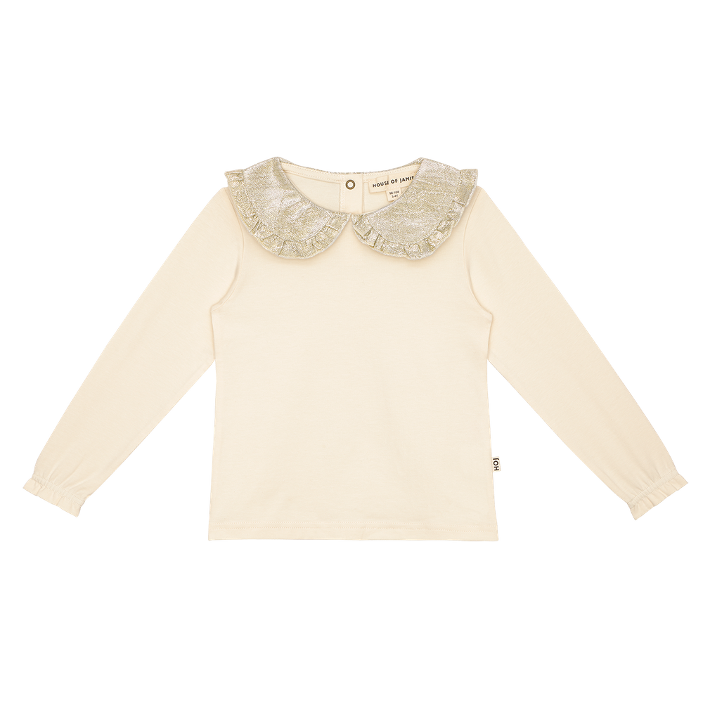 House of Jamie | Collar tee | Cream & shimmer gold