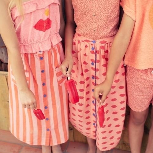 Piupiuchick | Long skirt orange & pink stripes