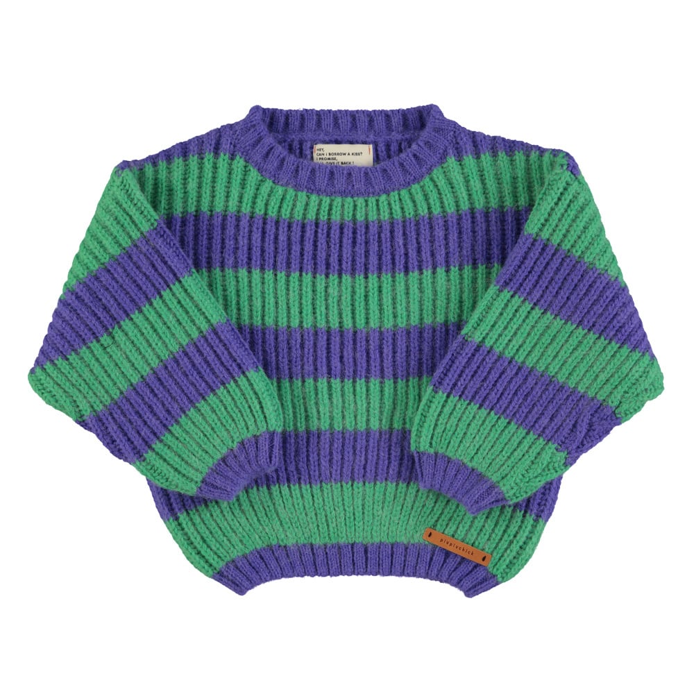 Piupiuchick | Knitted sweater | Green & purple  stripes