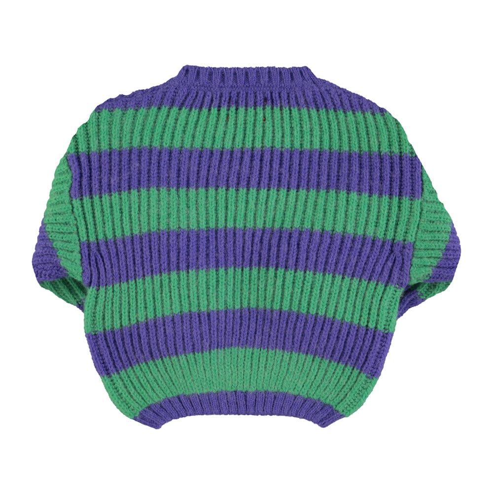 Piupiuchick | Knitted sweater | Green & purple  stripes