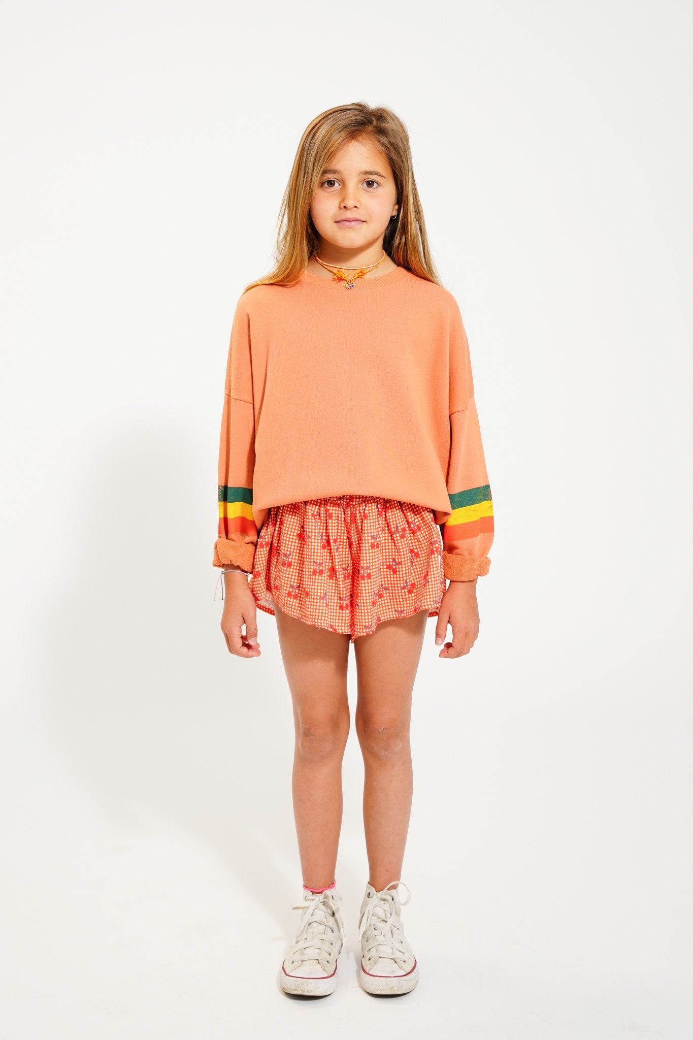 Piupiuchick | Sweater peach w/ multicolor stripes