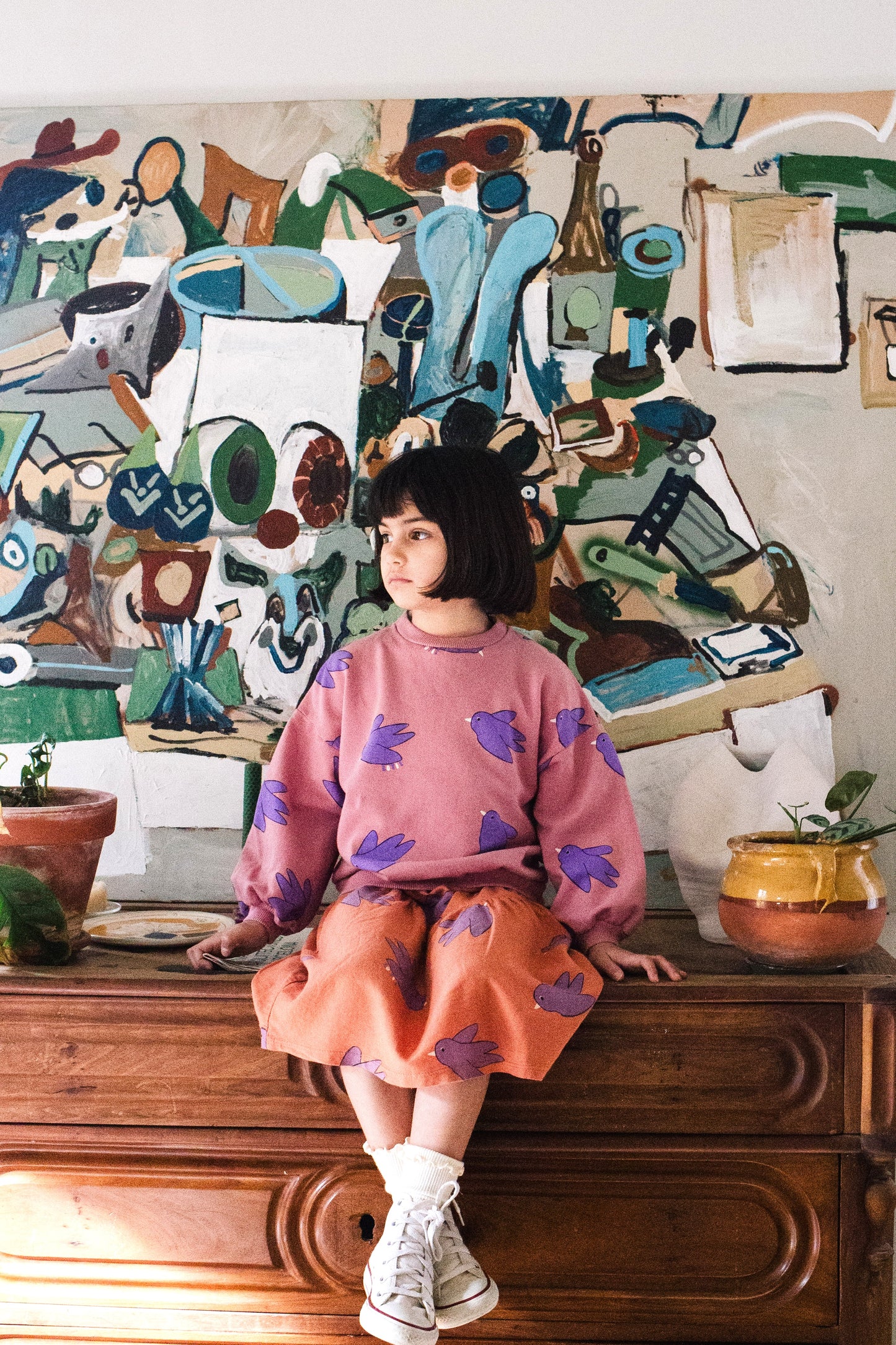 Lotiekids | Sweatshirt Flowing bird | Rose