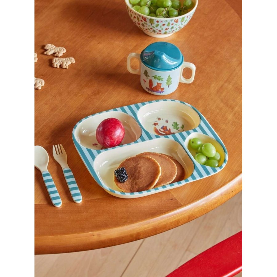 Rice | Melamine Dinner gift set | Blue Happy Forest Print
