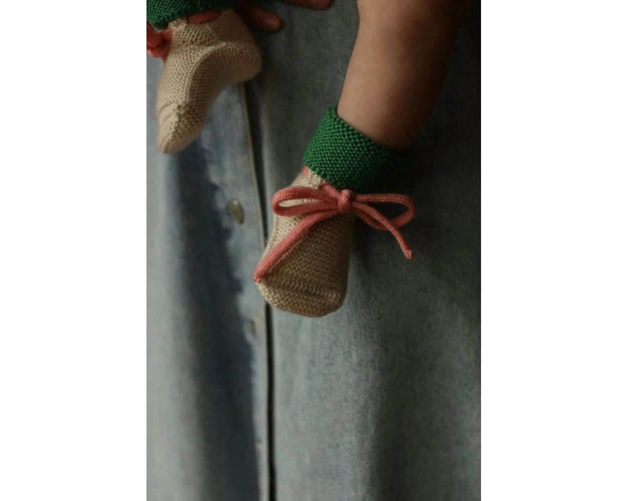 Hvid | Booties Cream/grass | 0-9m