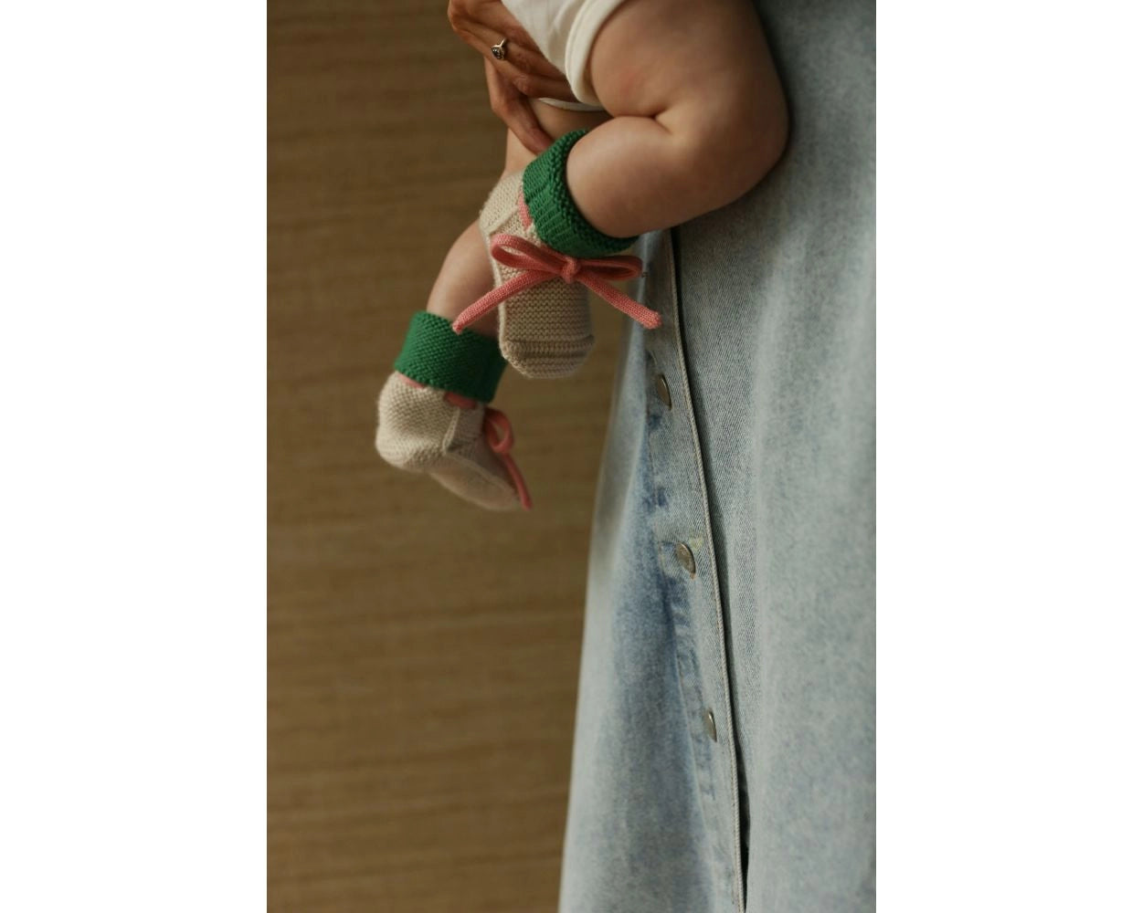 Hvid | Booties Cream/grass | 0-9m