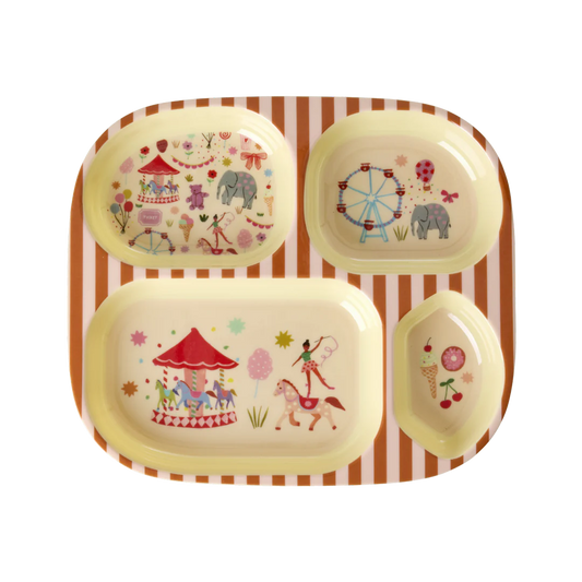 Rice | Melamine baby bord 4 vakken | Fun fair pink