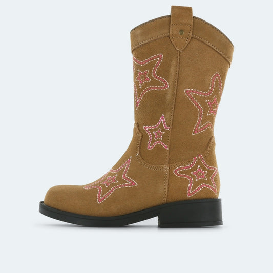 Shoesme | Cowboylaars | Brown pink star