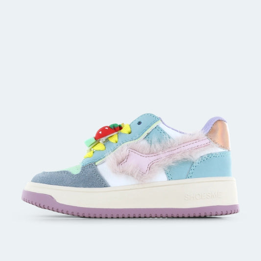 Shoesme| Sneakers met veterclips | Roze en blauw