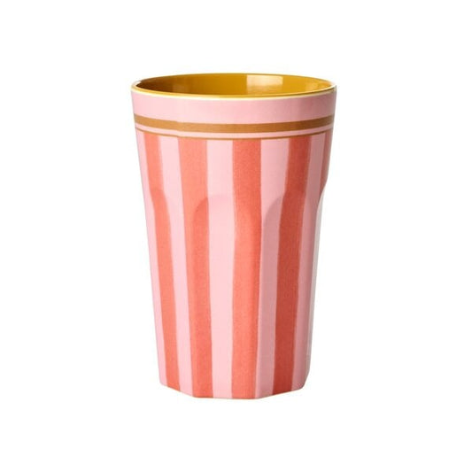 Rice | Melamine cup groot - stripe red pink gold