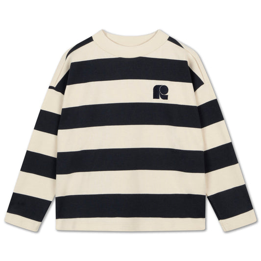 Repose AMS | Oversized boxy sweater graphite night block stripe