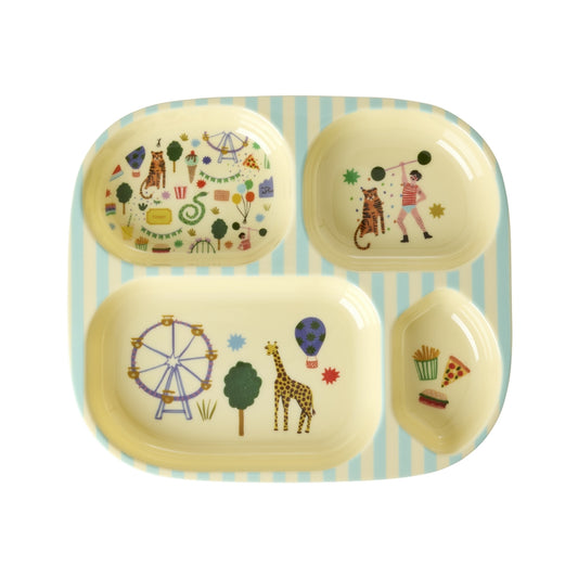 Rice | Melamine baby bord 4 vakken | Fun fair blue